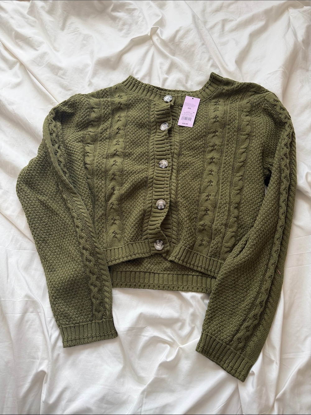 wild fable Olive Cable-Knit Button Cardigan